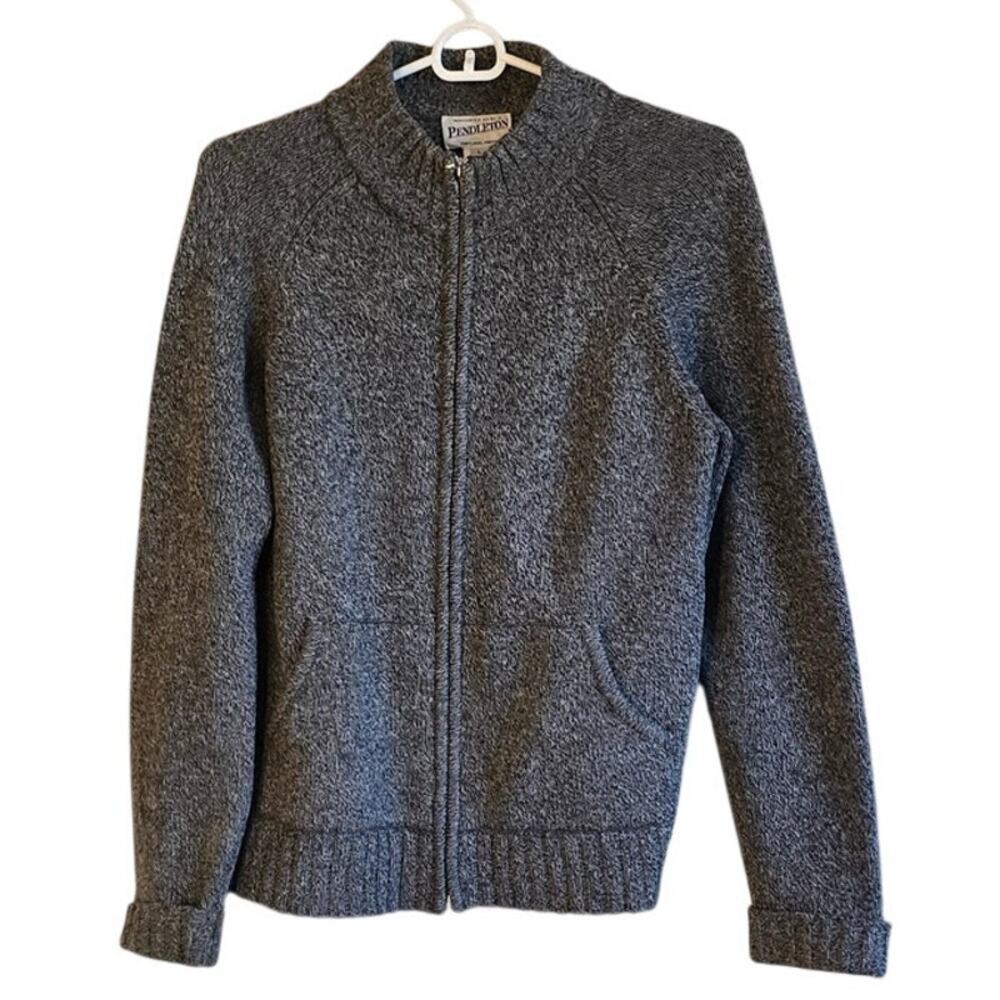 Pendleton gray 100 % wool zip front cardigan womens large